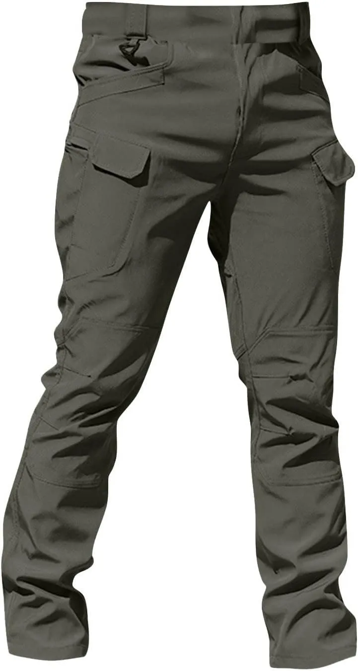 Mens Cargo Pants Relaxed Fit Stretch Work Tactical Pants Lightweight Outdoor Multi Pocket Stretch Travel Hiking Pants