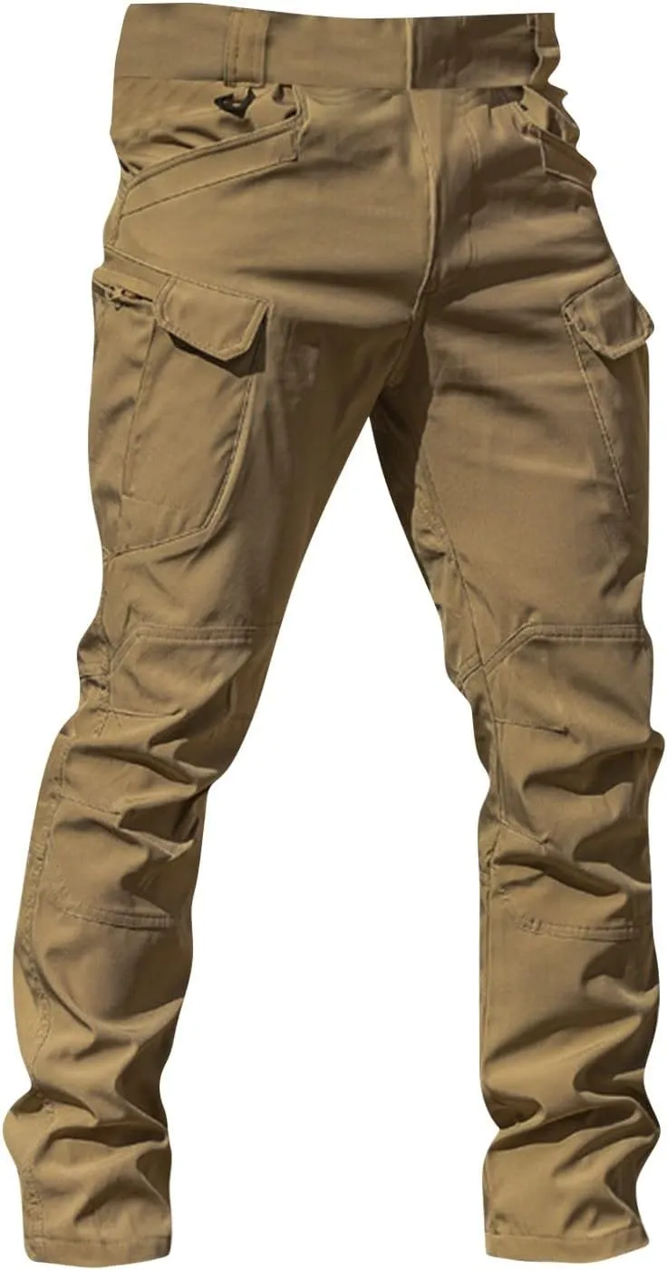 Mens Cargo Pants Relaxed Fit Stretch Work Tactical Pants Lightweight Outdoor Multi Pocket Stretch Travel Hiking Pants