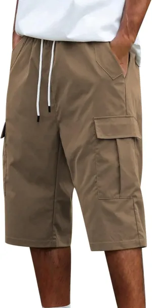 Men's Cargo Shorts Stretch Waist Casual Summer Cotton Workout Gym Jogger Shorts