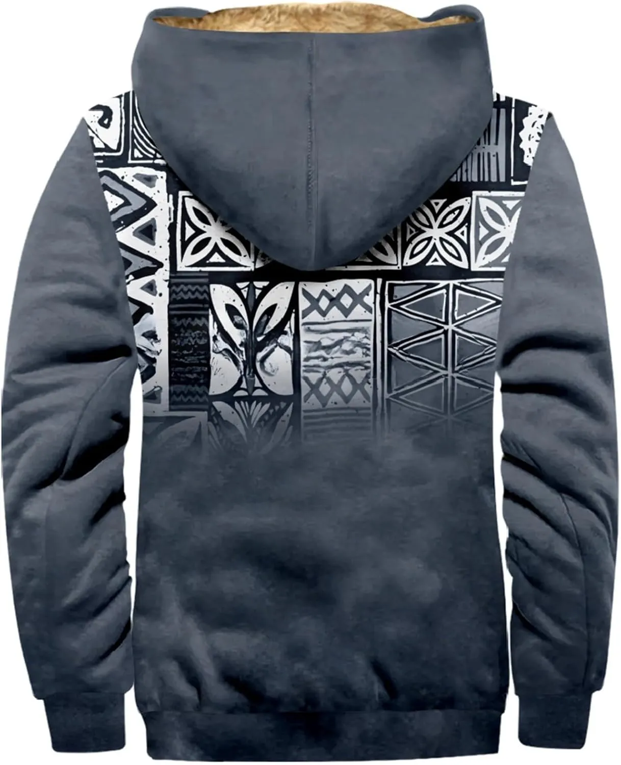 Mens Fleece Jacket Fuzzy Sherpa Jacket Western Aztec Print Vintage Sweatshirts Winter Warm Ethnic Casual Sweater Coat