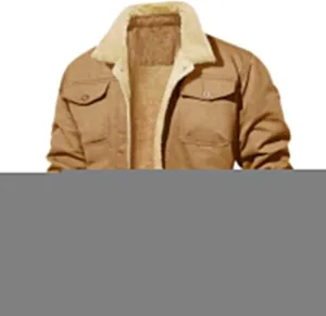 Mens Fleece Lined Cargo Jackets Turn Down Collared Bomber Jackets Slim Fit Winter Coat with Mutil Pockets Work Jacket