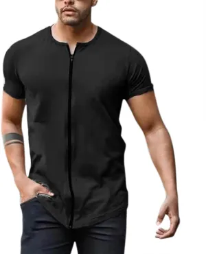 Men's Full Zip Short Sleeve T Shirt Crewneck Bicycle Tops Quick Drying Outdoor Mountain Cycling Jerseys