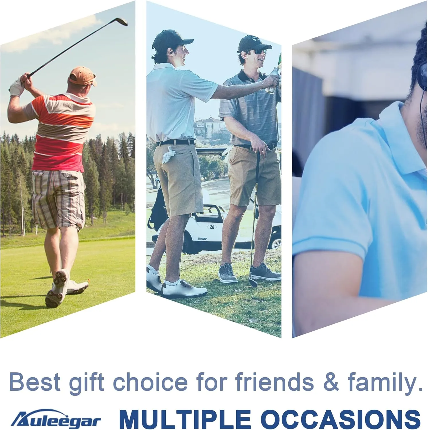 Men's Golf Shirts-Moisture Wicking Dry Fit Performance Recycled Polo Short Sleeve for Bussiness Casual Tennis