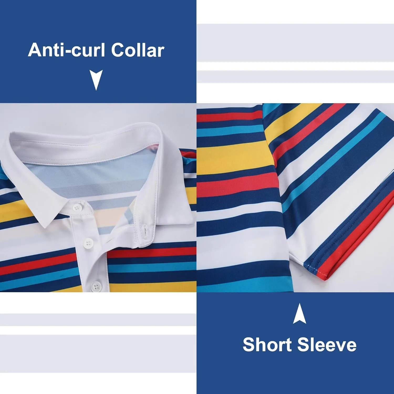 Men's Golf Shirts-Moisture Wicking Dry Fit Performance Recycled Polo Short Sleeve for Bussiness Casual Tennis