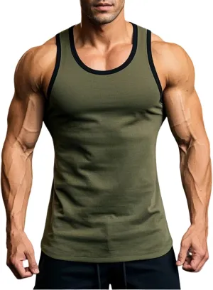 Mens Gym Muscle Tank Tops Low Cut Sleeveless Basketball Undershirt Lightweight Quick Dry Workout T-Shirts for Running