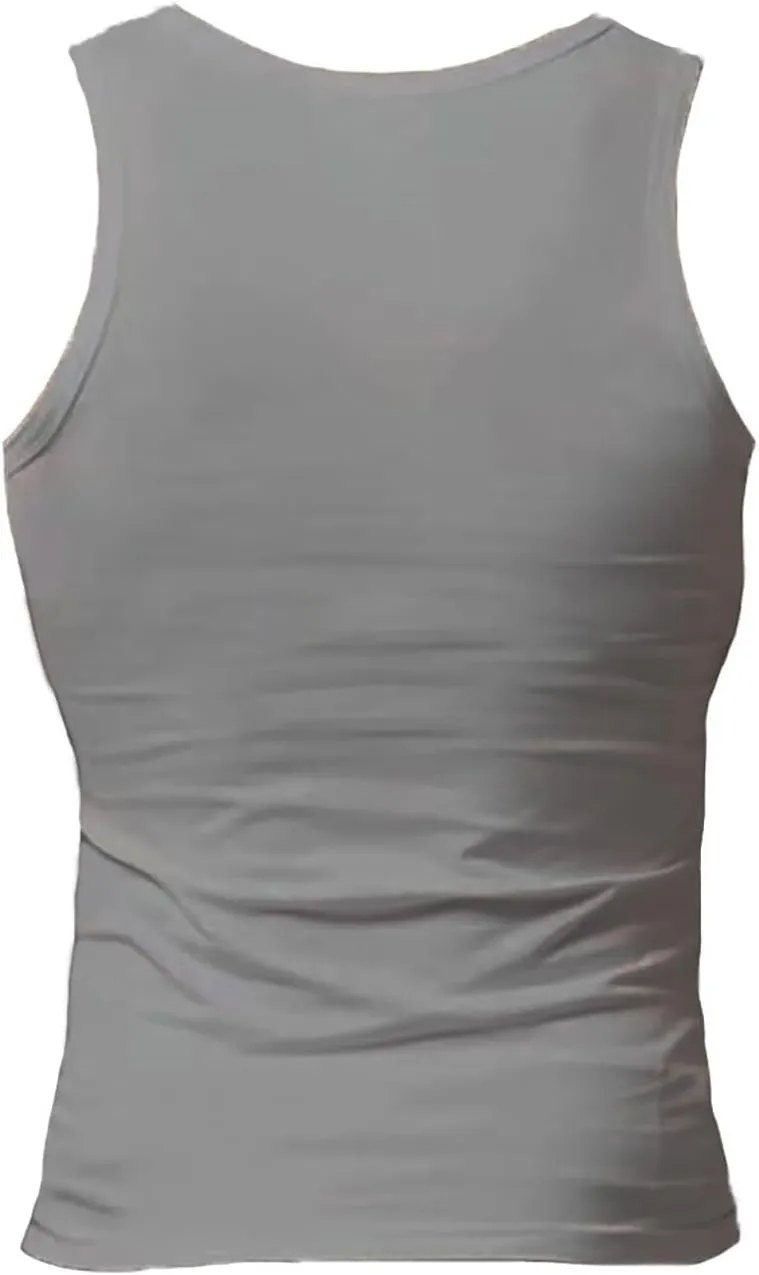 Men's Lightweight Cotton Tank Undershirts Hooded Tank Top Breathable Sleeveless Vest Fashion Casual Vest