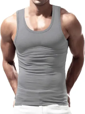 Men's Lightweight Cotton Tank Undershirts Hooded Tank Top Breathable Sleeveless Vest Fashion Casual Vest