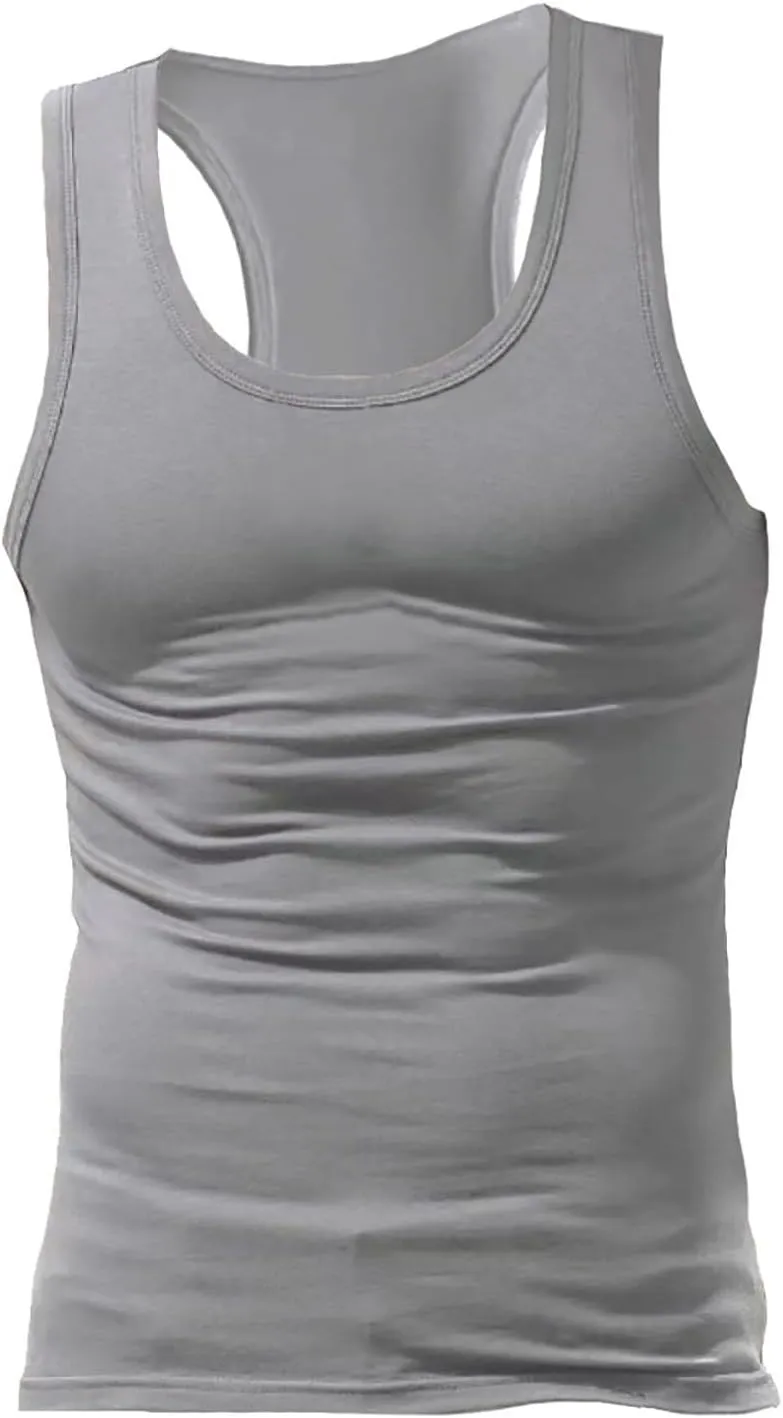 Men's Lightweight Cotton Tank Undershirts Hooded Tank Top Breathable Sleeveless Vest Fashion Casual Vest