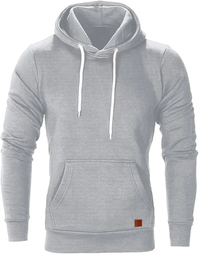 Men's Lightweight Jacket Hoodie Casual Sweatshirt Slim Fit Solid Color with Front Pocket Outwear Tops