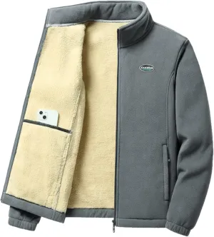 Men's Long Sleeve Sherpa Lined Sweatshirts Jacket Shirt Flannel Polar Fleece Coats Heavyweight Full Zip Warm Jackets
