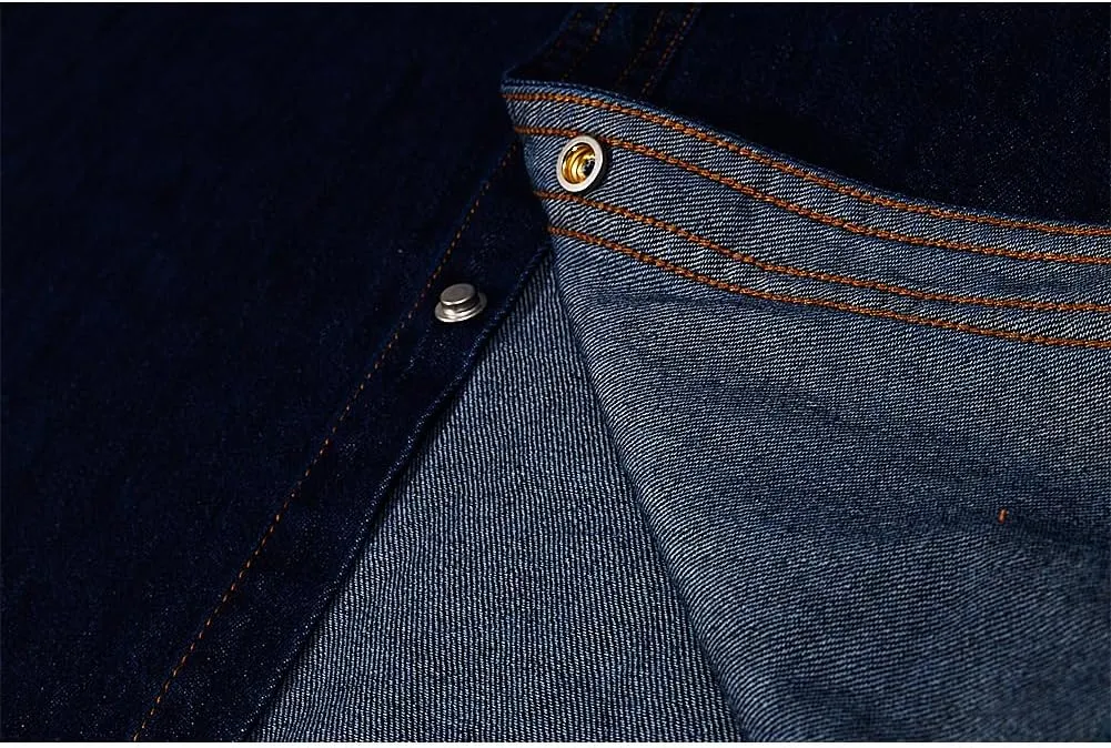 Men's Long Sleeve Slim-Fit Snap Denim Work Shirt