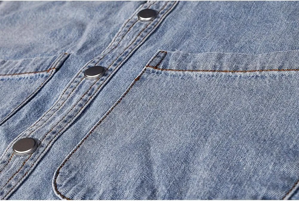 Men's Long Sleeve Slim-Fit Snap Denim Work Shirt