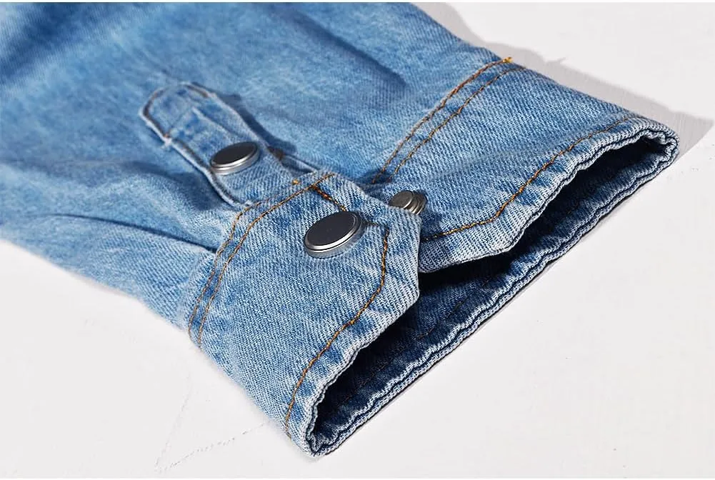 Men's Long Sleeve Slim-Fit Snap Denim Work Shirt
