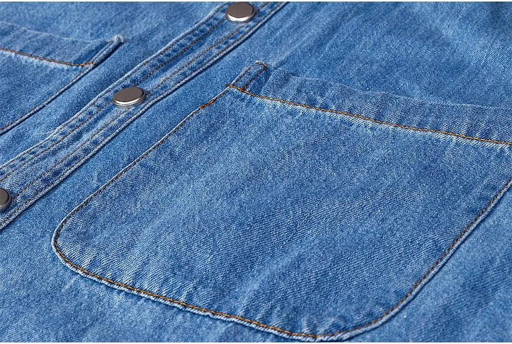 Men's Long Sleeve Slim-Fit Snap Denim Work Shirt