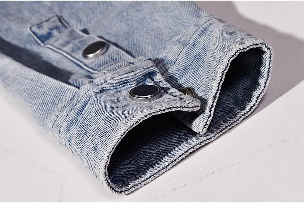 Men's Long Sleeve Slim-Fit Snap Denim Work Shirt