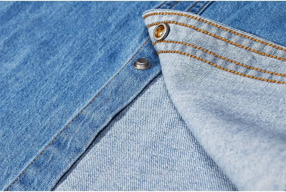 Men's Long Sleeve Slim-Fit Snap Denim Work Shirt