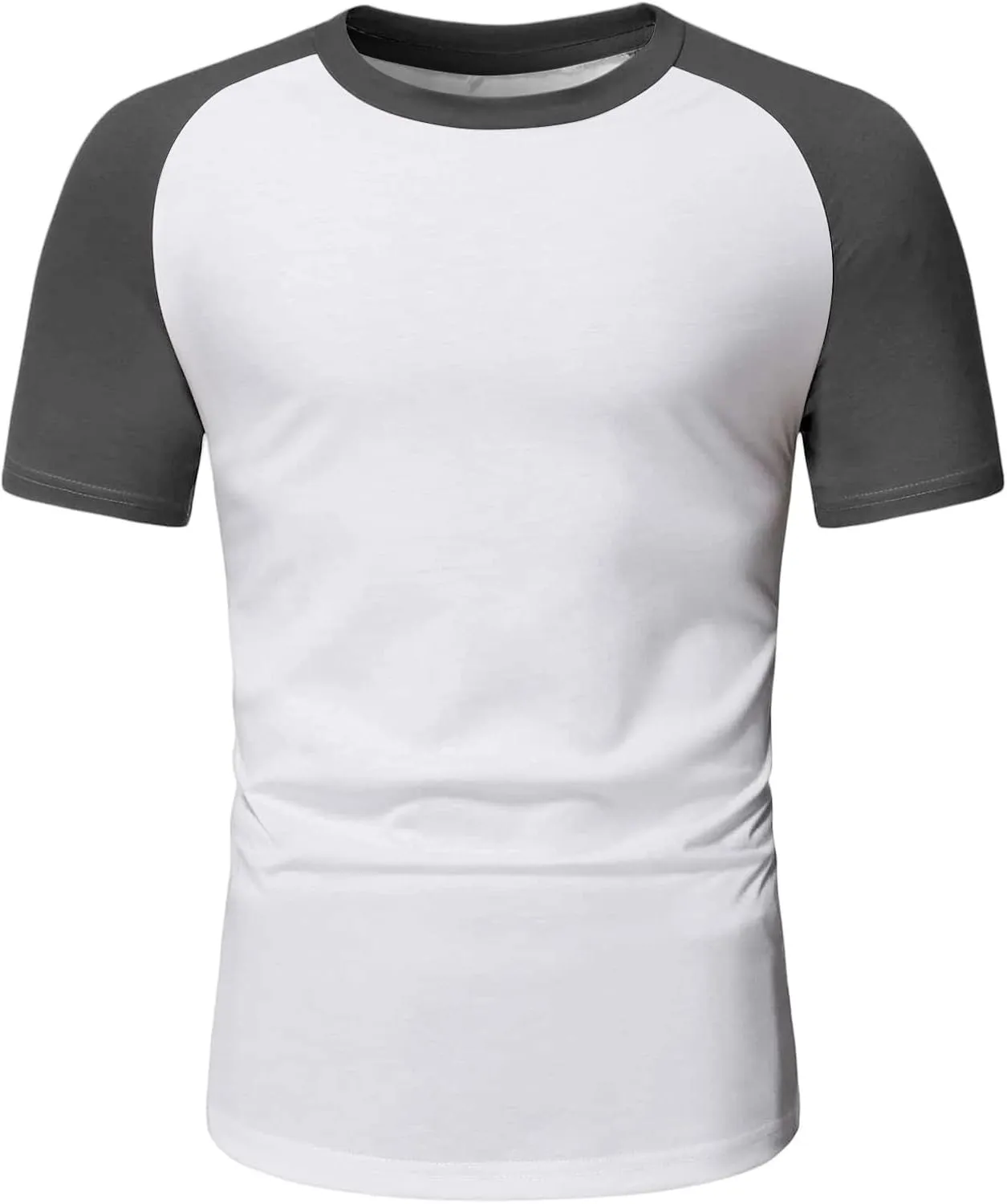 Men's Muscle Baseball T-Shirt Raglan Short Sleeve Bodybuilding Gym Tee Color Block Crewneck Fashion Hipster Shirt