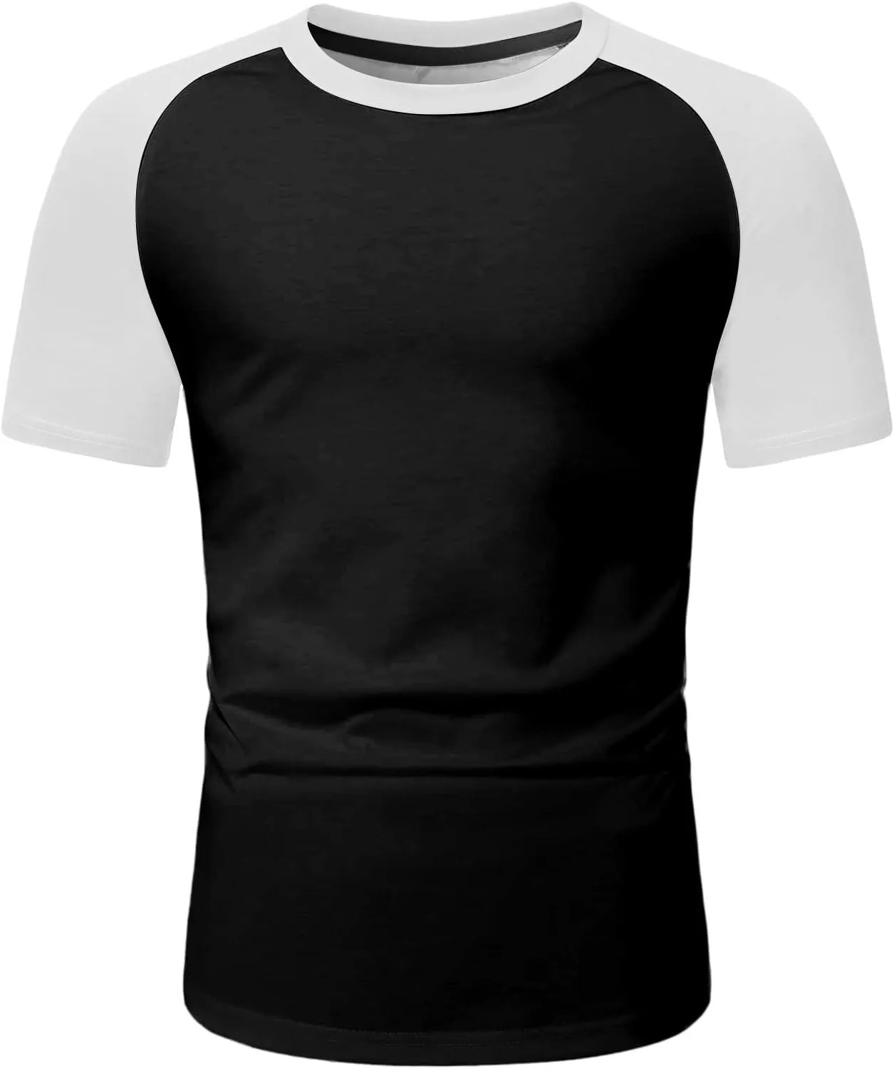 Men's Muscle Baseball T-Shirt Raglan Short Sleeve Bodybuilding Gym Tee Color Block Crewneck Fashion Hipster Shirt