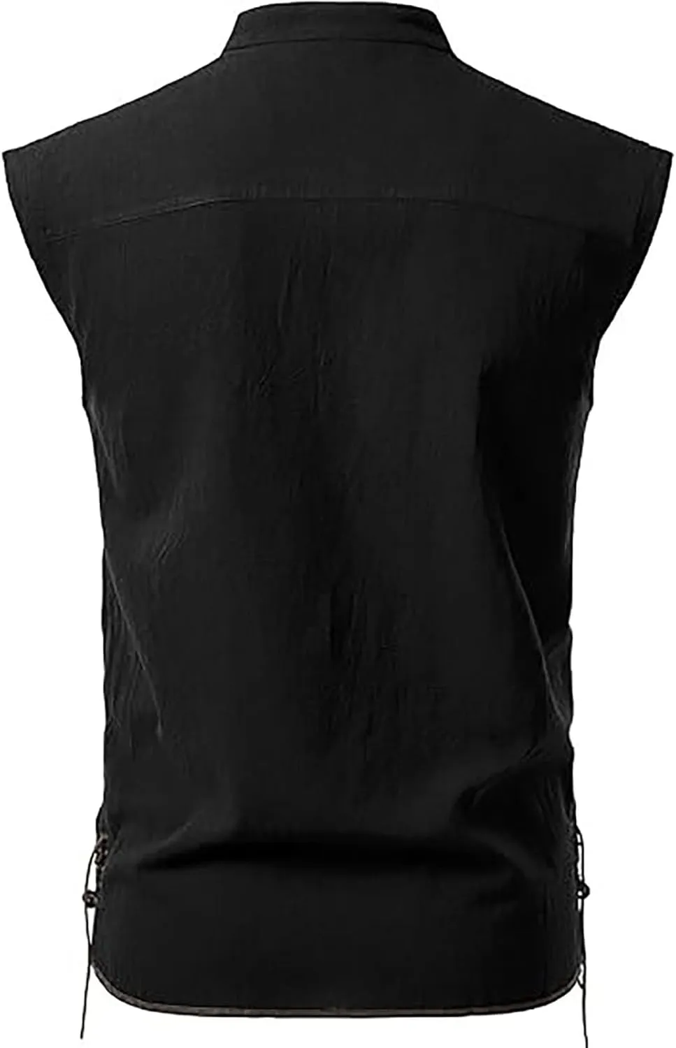 Men's Retro Pure Cotton Lace Up Sleeveless Shirts for Pirate Renaissance Medieval Viking Costume Vest Shirt