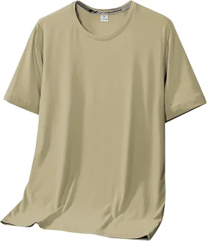 Mens Short Sleeve Tshirts Moisture Wicking Cooling Ice Silk Outdoor Hiking Tees Quick Dry Running Workout Athletic T Shirts