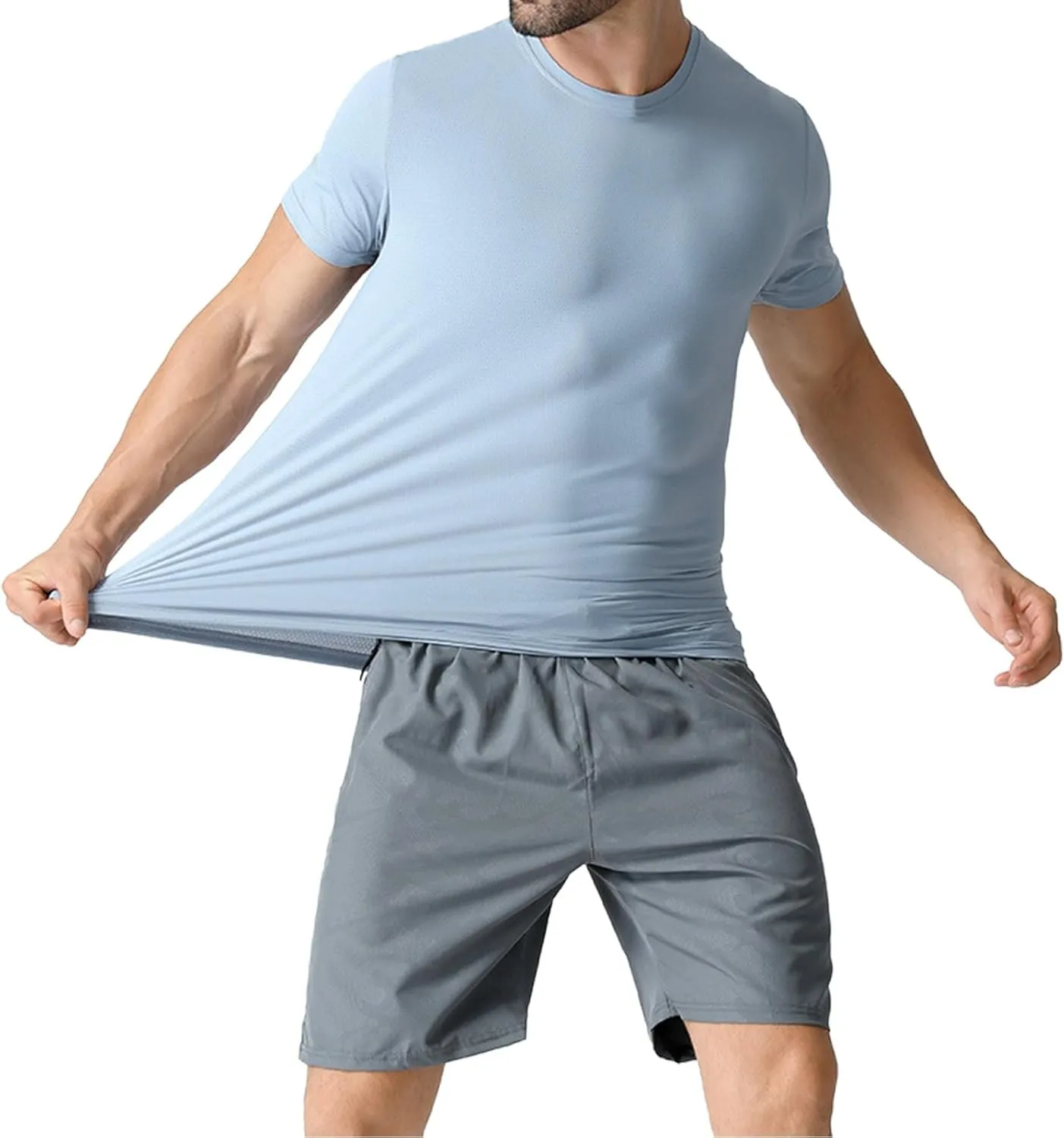 Men's Short Sleeve UPF 50  T-Shirt Sun Protection Quick Dry Rash Guard Swim Shirts Athletic Running Workout Top Tee