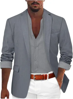 Mens Suit Jacket Gym Sport Coats Slim Fit Business Office Work Blazers Lightweight Open Front Stretch Work Cardigan