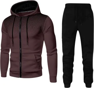Men's Sweatsuits Track Suits Mens Full-Zip Sweatshirts Jogger Sweatpants Warm Sports Suit Gym Training Wear