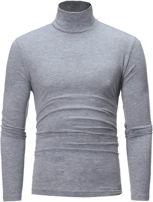 Mens Undershirts Long Sleeve Mock Turtleneck Pullover Sweaters Basic Slim Fit Solid Soft Thermal T-Shirts Baselayer