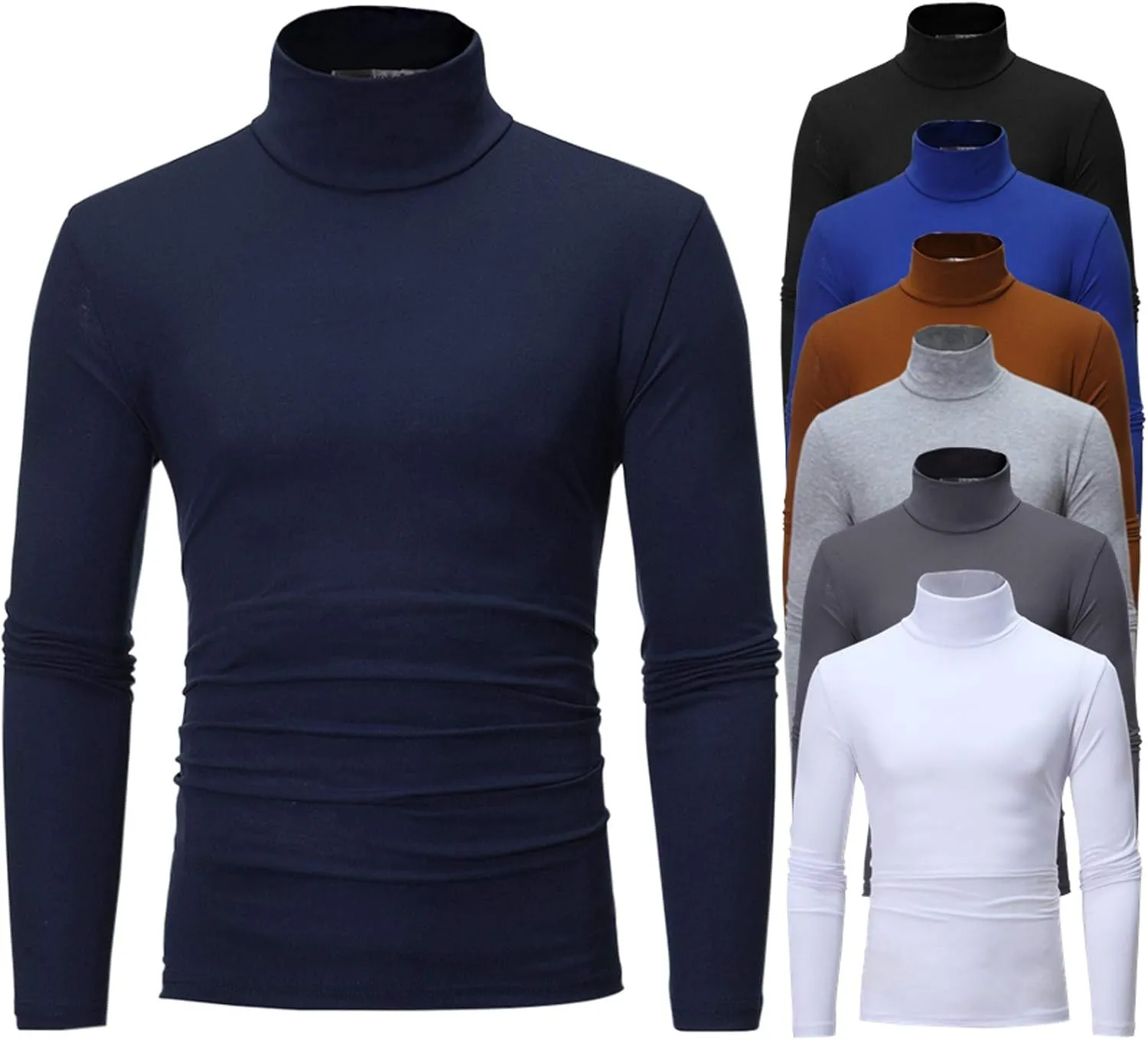Mens Undershirts Long Sleeve Mock Turtleneck Pullover Sweaters Basic Slim Fit Solid Soft Thermal T-Shirts Baselayer