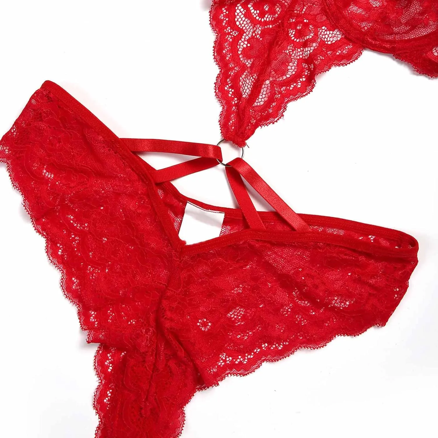 Mesh Bodysuit Lace Push Up Bras for Women Sexy Lingerie Set for Women Lace Bodysuit Underwear Lingerie Set