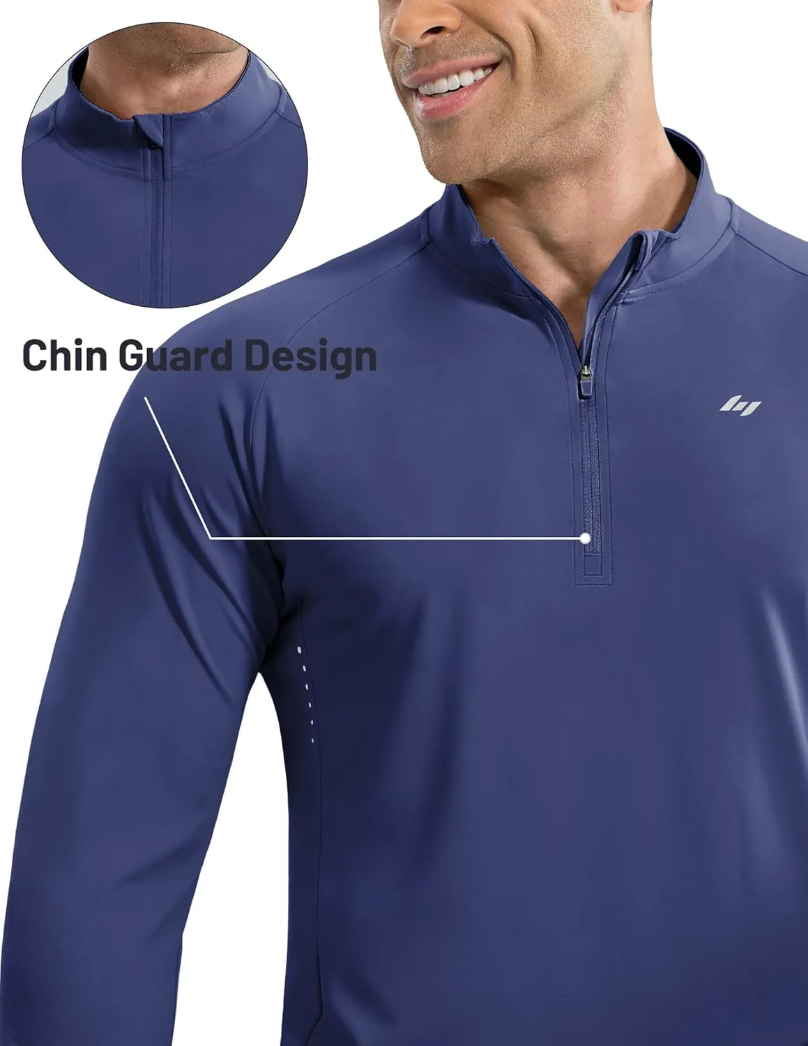 MIER Dry Fit Quarter Zip Pullover for Men, Long Sleeve 1/4 Zip Lightweight Golf Athletic Fishing Shirts (Sun Protection)