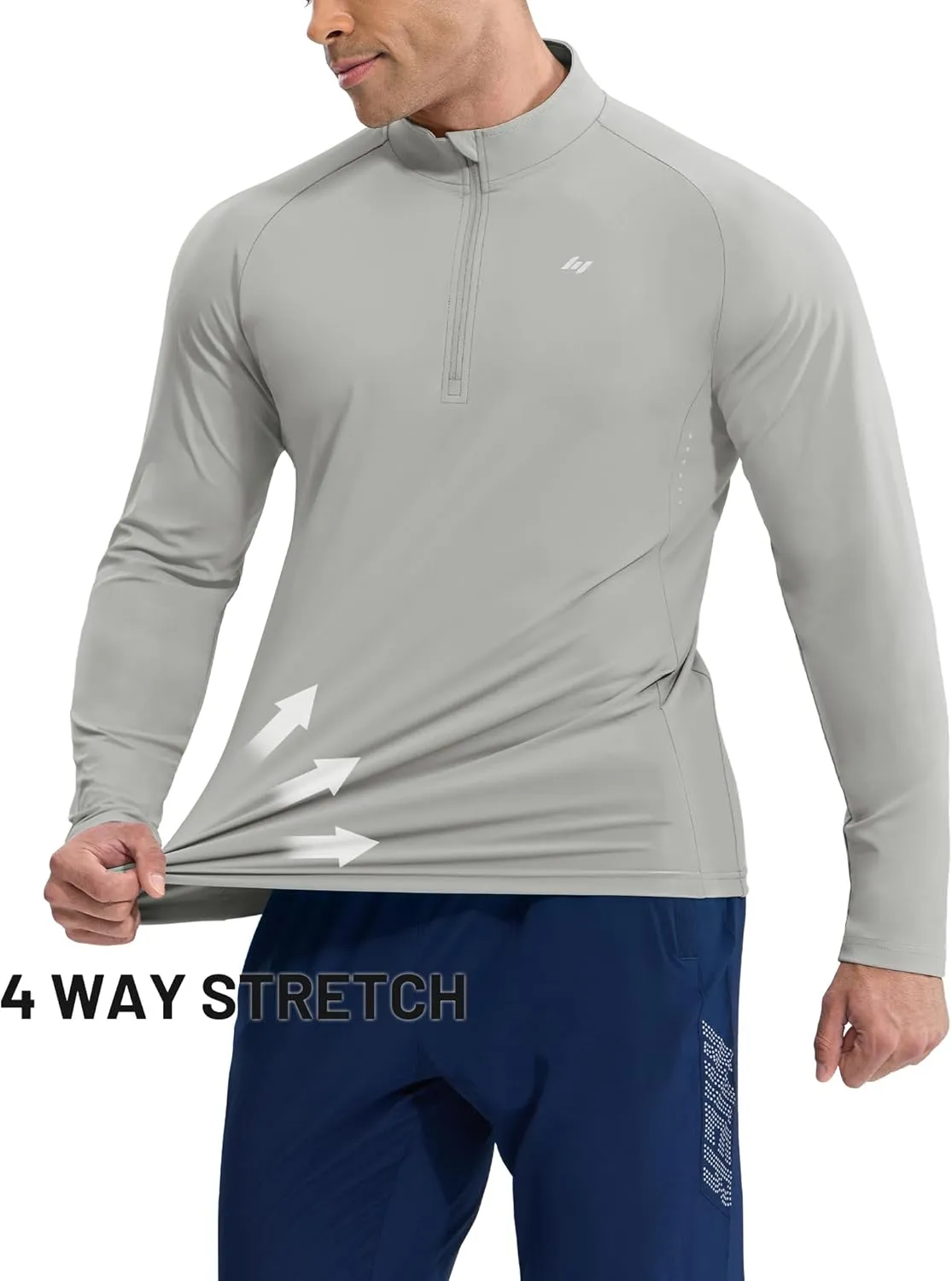 MIER Dry Fit Quarter Zip Pullover for Men, Long Sleeve 1/4 Zip Lightweight Golf Athletic Fishing Shirts (Sun Protection)