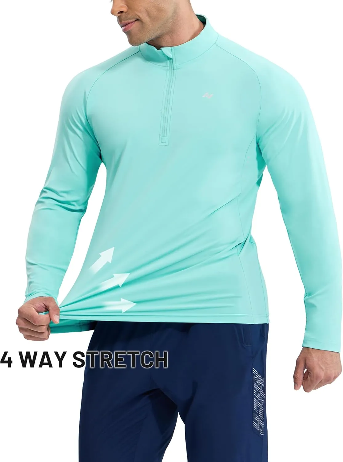 MIER Dry Fit Quarter Zip Pullover for Men, Long Sleeve 1/4 Zip Lightweight Golf Athletic Fishing Shirts (Sun Protection)