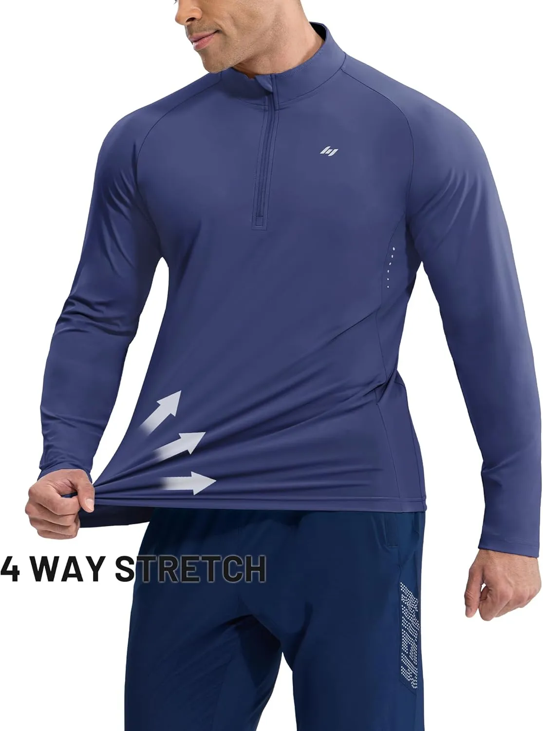 MIER Dry Fit Quarter Zip Pullover for Men, Long Sleeve 1/4 Zip Lightweight Golf Athletic Fishing Shirts (Sun Protection)
