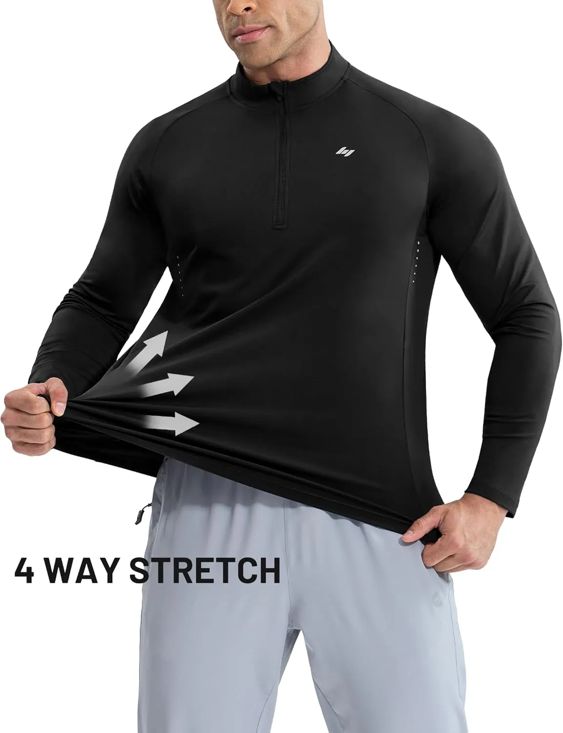 MIER Dry Fit Quarter Zip Pullover for Men, Long Sleeve 1/4 Zip Lightweight Golf Athletic Fishing Shirts (Sun Protection)