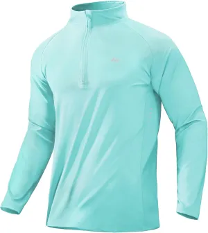 MIER Dry Fit Quarter Zip Pullover for Men, Long Sleeve 1/4 Zip Lightweight Golf Athletic Fishing Shirts (Sun Protection)