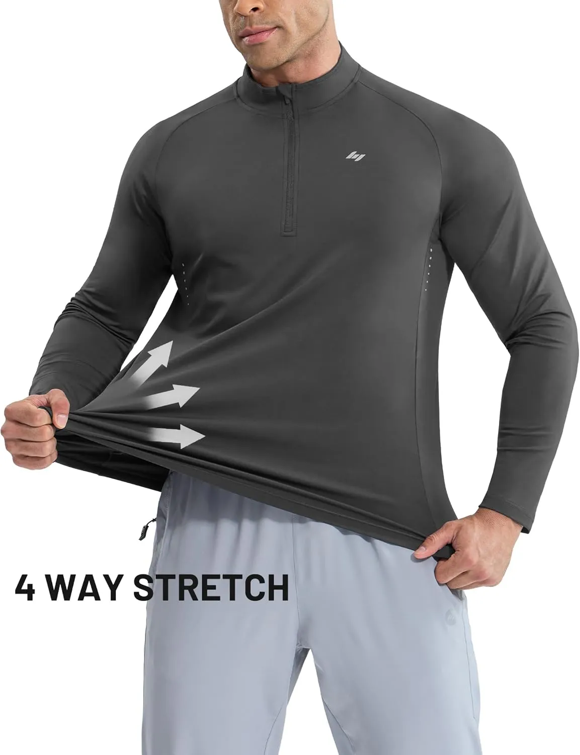 MIER Dry Fit Quarter Zip Pullover for Men, Long Sleeve 1/4 Zip Lightweight Golf Athletic Fishing Shirts (Sun Protection)