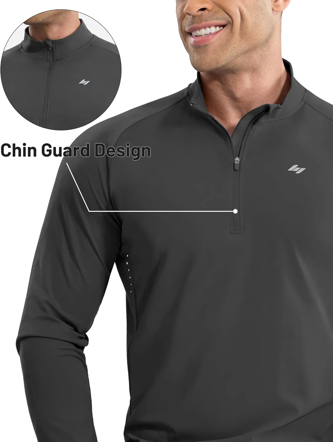 MIER Dry Fit Quarter Zip Pullover for Men, Long Sleeve 1/4 Zip Lightweight Golf Athletic Fishing Shirts (Sun Protection)