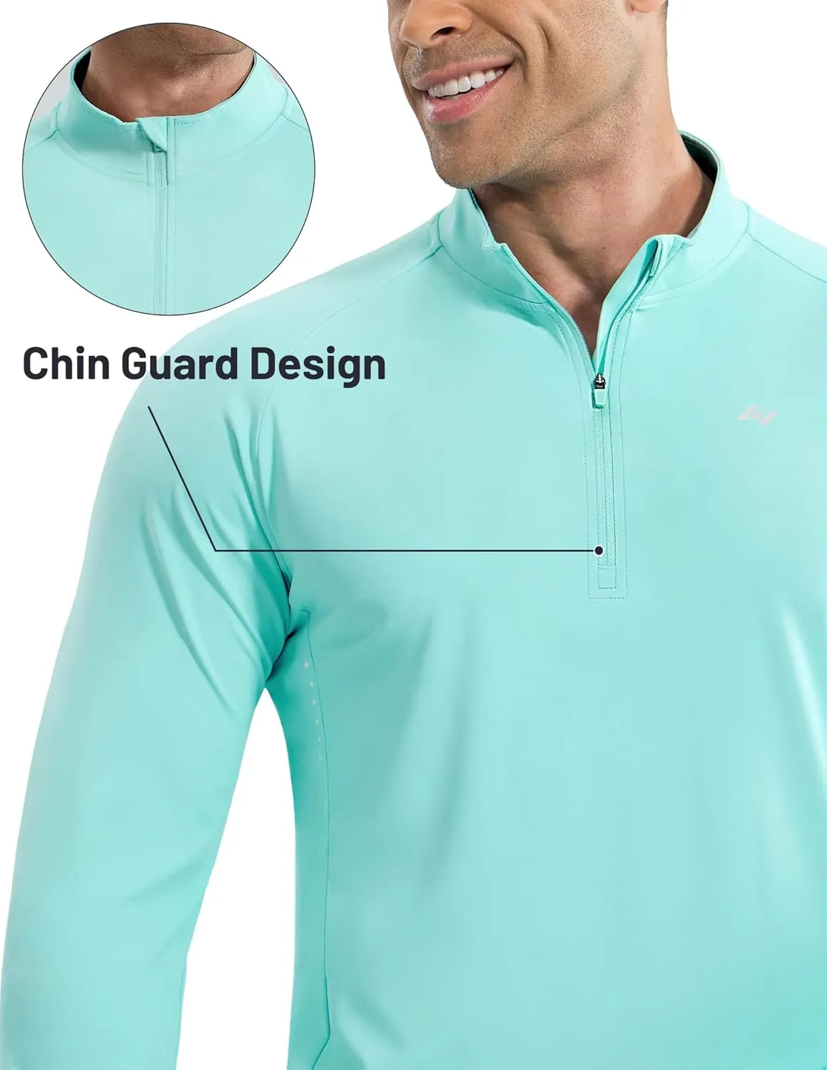 MIER Dry Fit Quarter Zip Pullover for Men, Long Sleeve 1/4 Zip Lightweight Golf Athletic Fishing Shirts (Sun Protection)