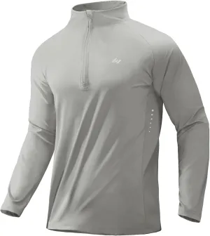 MIER Dry Fit Quarter Zip Pullover for Men, Long Sleeve 1/4 Zip Lightweight Golf Athletic Fishing Shirts (Sun Protection)