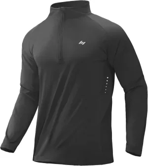MIER Dry Fit Quarter Zip Pullover for Men, Long Sleeve 1/4 Zip Lightweight Golf Athletic Fishing Shirts (Sun Protection)