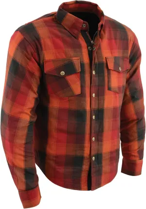 Milwaukee Leather Men's Orange, Red and Black Armored Flannel Jacket w. Kevlar Reinforced Shoulders, Elbows (US, Alpha, X-Large, Regular, Regular)