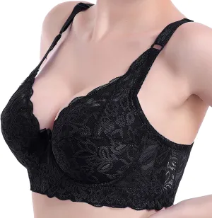 Minimizer Bras for Women,Plus Size Underwire Bralettes Full Coverage Gathered Bra Plus Size Wireless Lifting Lace Bra