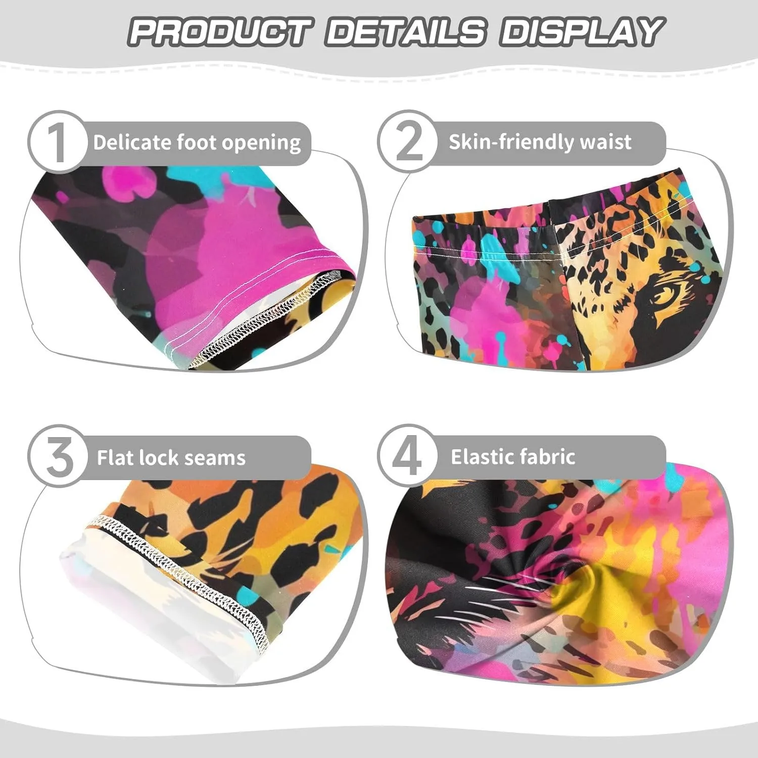 Modern Rainbow Leopard Girls Leggings Toddler Girls Leggings Print Toddler Stretch Tights Pants for Kids Teen, 4T