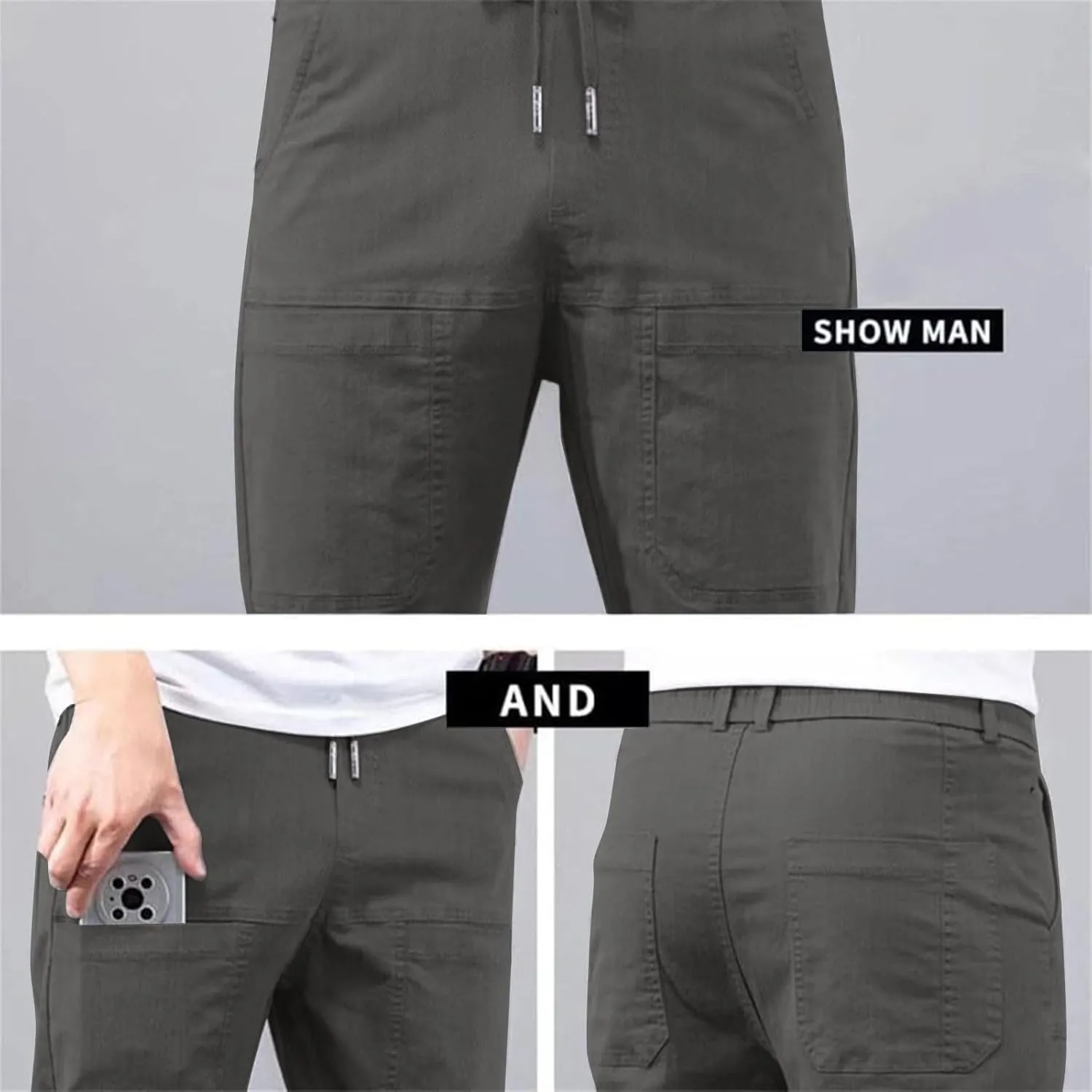 MultiPants - High Stretch Multi-Pocket Durable Cargo Pants, Mencomfy Stretch Cargo Pants for Men, Silm Fit