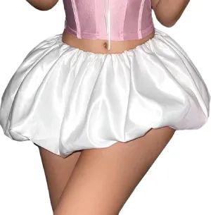 NUFIWI Women Bubble Mini Skirt High Waist Ruffle Flare Balloon Short Skirts Puffy Layered Pleated Skirt Y2k Gingham Skirts