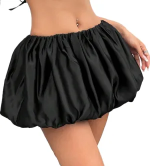 NUFIWI Women Bubble Mini Skirt High Waist Ruffle Flare Balloon Short Skirts Puffy Layered Pleated Skirt Y2k Gingham Skirts