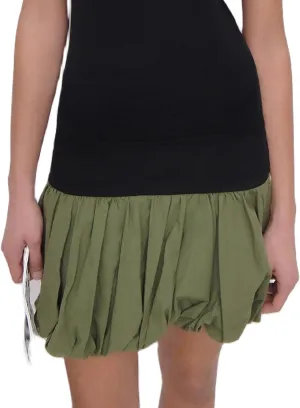 NUFIWI Women Short Bubble Skirt High Waist Stretchy Y2k Mini Skirt Puffy Ruffle Flare Pleated Balloon Skirts