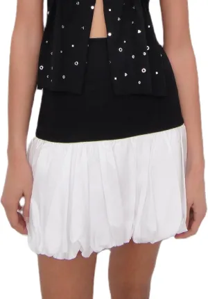 NUFIWI Women Short Bubble Skirt High Waist Stretchy Y2k Mini Skirt Puffy Ruffle Flare Pleated Balloon Skirts