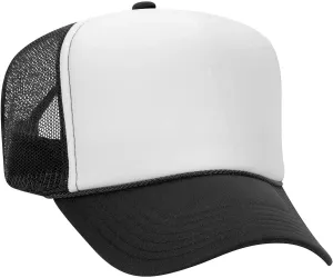 OTTO Wholesale 12 x Polyester Foam Front 5 Panel High Crown Mesh Back Trucker Hat - (12 Pcs)